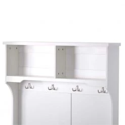 White Hall Tree with Shelves Cabinet and Four Hooks by ATHMILE -ATHMILE Sales Store white athmile hall trees gzx b2w20221361 76 1000