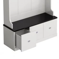 White Hall Tree with 4 -ooks and 3-Large Drawers by ATHMILE -ATHMILE Sales Store white athmile hall trees gzx b2w20221364 44 1000