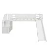 White Twin Size Low Loft Bed with Adjustable Slide and Staircase by ATHMILE