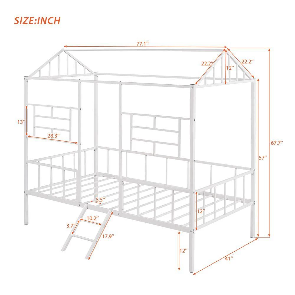 White Metal Frame Twin Bed Frame by ATHMILE 4 White Metal Frame Twin Bed Frame by ATHMILE - Image 4