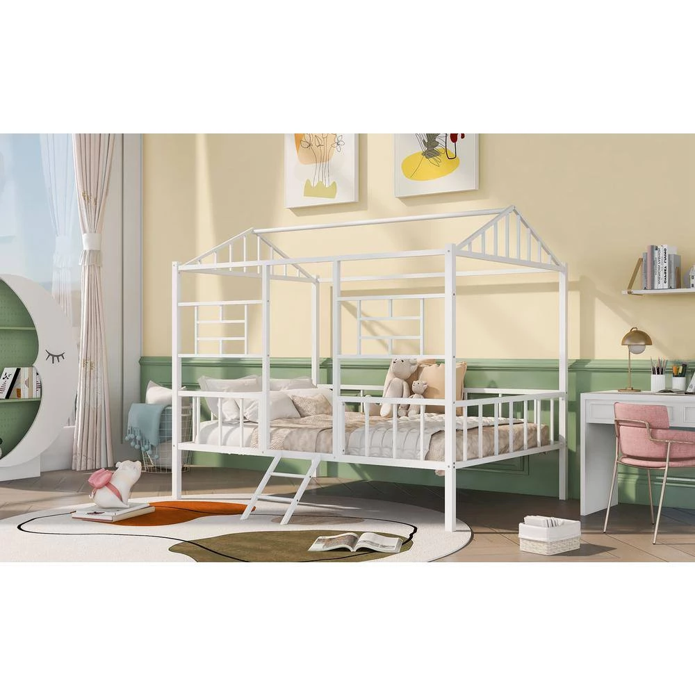 White Metal Frame Full Bed Frame by ATHMILE 5 White Metal Frame Full Bed Frame by ATHMILE - Image 5
