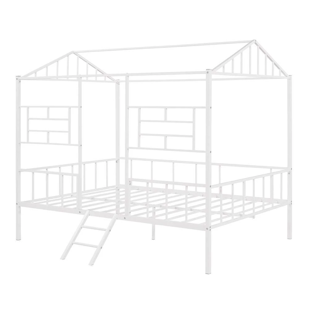 White Metal Frame Full Bed Frame by ATHMILE 2 White Metal Frame Full Bed Frame by ATHMILE - Image 2