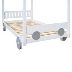 White Wood Frame Twin Bed Frame by ATHMILE -ATHMILE Sales Store white athmile kids beds dswf290139aak 1f 1000