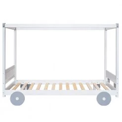 White Wood Frame Twin Bed Frame by ATHMILE