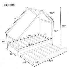 White Twin Size Wooden House Bed with Twin Size Trundle by ATHMILE -ATHMILE Sales Store white athmile kids beds gz b2w20220447 c3 1000