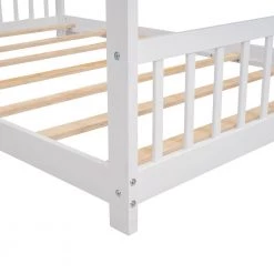White Full Size House Bed Wood Bed by ATHMILE -ATHMILE Sales Store white athmile kids beds gz b2w20220640 44 1000
