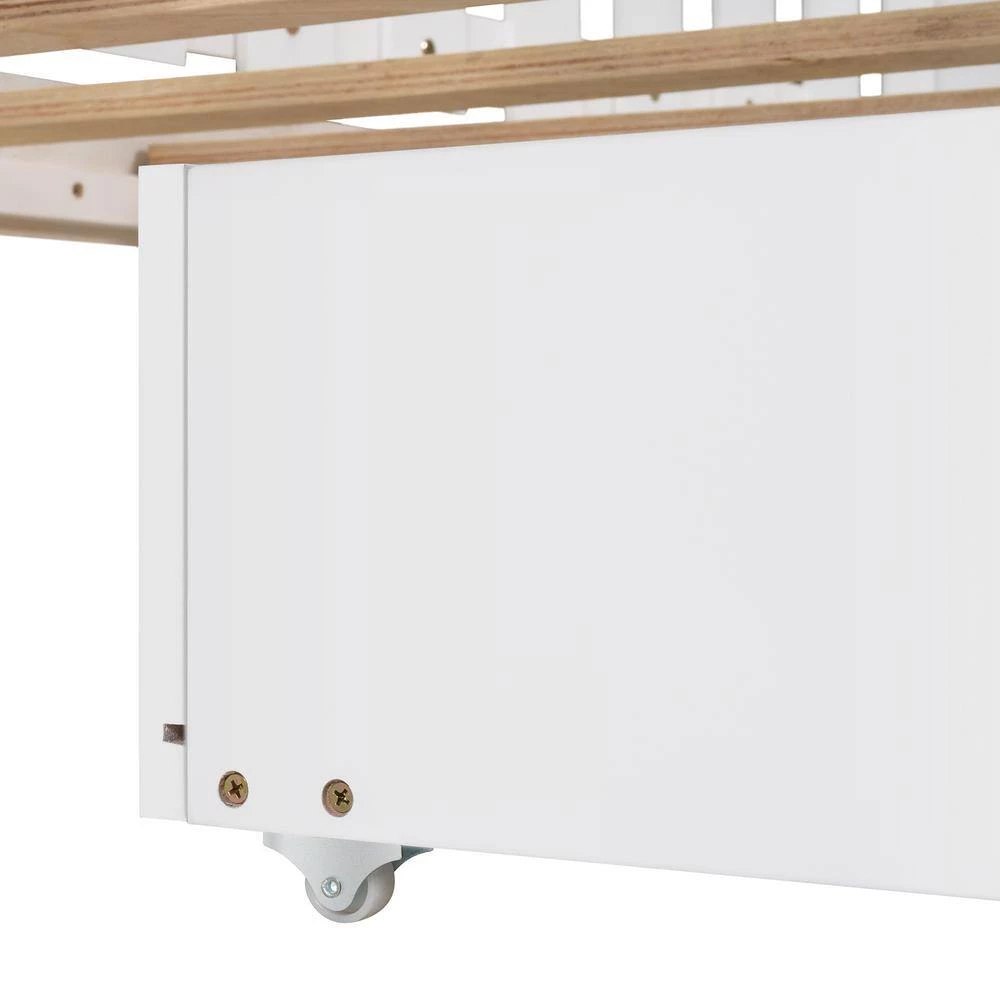 White Twin Size House Bed with Drawers Fence-Shaped Guardrail by ATHMILE 6 White Twin Size House Bed with Drawers Fence-Shaped Guardrail by ATHMILE - Image 6