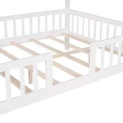 White Plus Gray Full Size Wood House Bed with Fence by ATHMILE 11 White Plus Gray Full Size Wood House Bed with Fence by ATHMILE -ATHMILE Sales Store white athmile kids beds gz b2w20221226 1f 1000