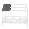 White Plus Gray Full Size Wood House Bed with Fence by ATHMILE