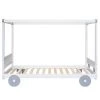 White Twin Size Canopy Car-Shaped Platform Bed by ATHMILE