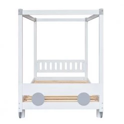 White Twin Size Canopy Car-Shaped Platform Bed by ATHMILE -ATHMILE Sales Store white athmile kids beds gz b2w20221569 fa 1000