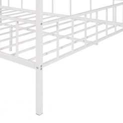 White Full Size Metal House Bed with Slatted Support by ATHMILE -ATHMILE Sales Store white athmile kids beds gz b2w20221668 44 1000