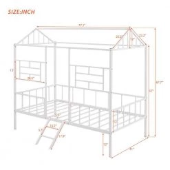 White Twin Size Metal House Bed with Slatted Support by ATHMILE 12 White Twin Size Metal House Bed with Slatted Support by ATHMILE -ATHMILE Sales Store white athmile kids beds gz b2w20221671 4f 1000