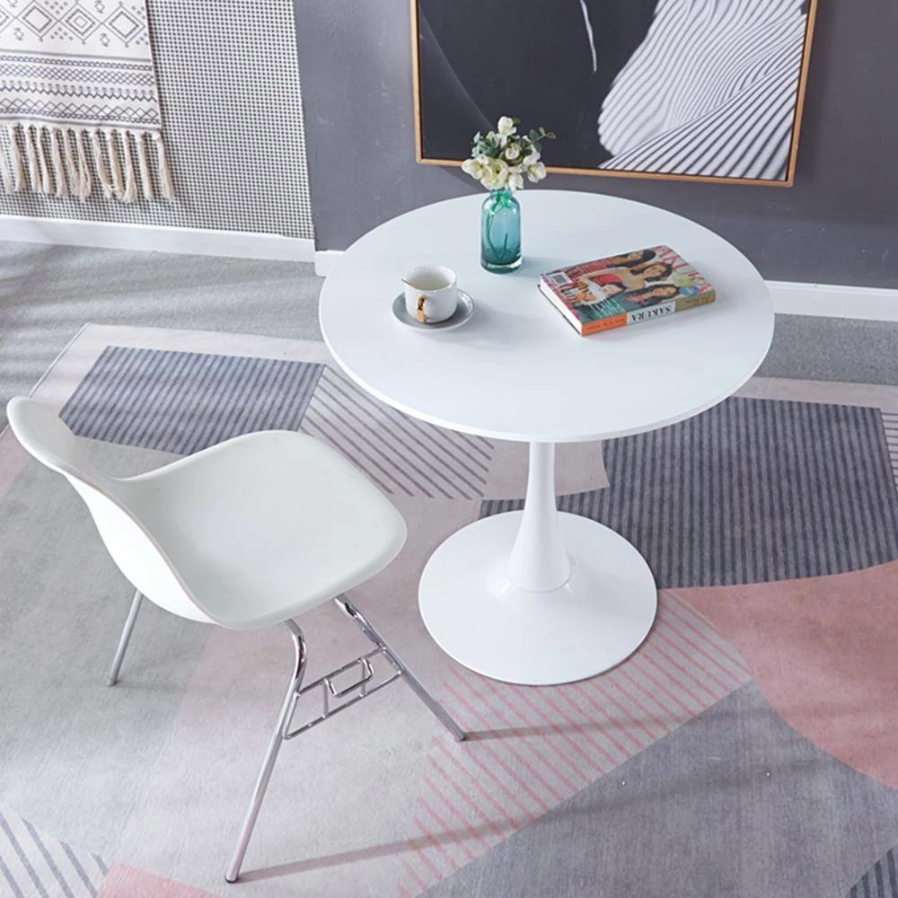 31.5 in. Round White MDF Top Dining Table with Metal Leg (Seats 2-4) by ATHMILE 9 31.5 in. Round White MDF Top Dining Table with Metal Leg (Seats 2-4) by ATHMILE - Image 9