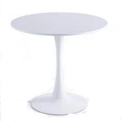 31.5 in. Round White MDF Top Dining Table with Metal Leg (Seats 2-4) by ATHMILE