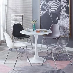 31.5 in. Round White MDF Top Dining Table with Metal Leg (Seats 2-4) by ATHMILE 16 31.5 in. Round White MDF Top Dining Table with Metal Leg (Seats 2-4) by ATHMILE -ATHMILE Sales Store white athmile kitchen dining tables gz b2w20220139 76 1000