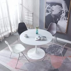 42.1 in. Round White MDF Top Dining Table with Metal Frame (Seats 6) by ATHMILE 13 42.1 in. Round White MDF Top Dining Table with Metal Frame (Seats 6) by ATHMILE -ATHMILE Sales Store white athmile kitchen dining tables gz b2w20220142 31 1000