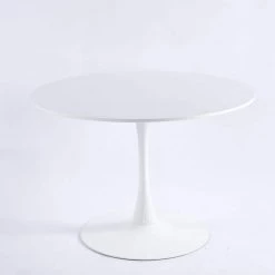 42.1 in. Round White MDF Top Dining Table with Metal Frame (Seats 6) by ATHMILE
