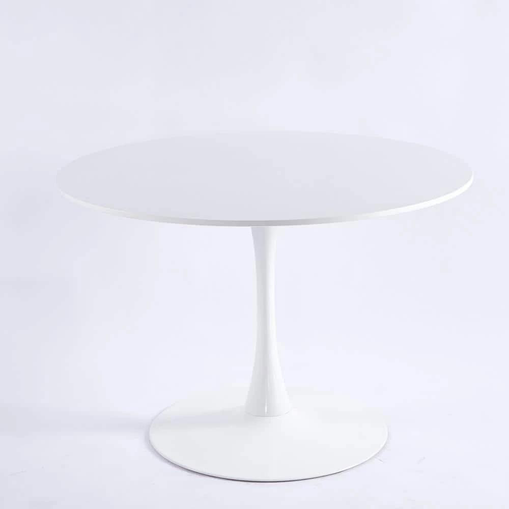 42.1 in. Round White MDF Top Dining Table with Metal Frame (Seats 6) by ATHMILE 1 42.1 in. Round White MDF Top Dining Table with Metal Frame (Seats 6) by ATHMILE