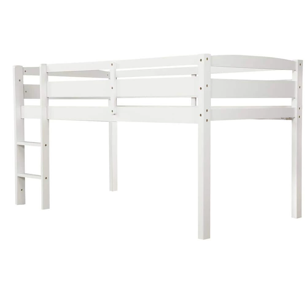 White Twin Wood Loft Bed Low Loft Beds with Ladder by ATHMILE 1 White Twin Wood Loft Bed Low Loft Beds with Ladder by ATHMILE