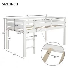 White Twin Wood Loft Bed Low Loft Beds with Ladder by ATHMILE 9 White Twin Wood Loft Bed Low Loft Beds with Ladder by ATHMILE -ATHMILE Sales Store white athmile loft beds gz b2w20220491 c3 1000