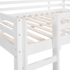 White Full Size Loft Bed Wood Bed with Slide Stair and Chalkboard by ATHMILE -ATHMILE Sales Store white athmile loft beds gz b2w20220561 44 1000
