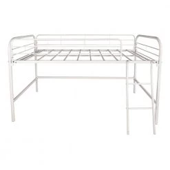 White Low Loft Twin Metal Bed with Sturdy Steel Frame by ATHMILE