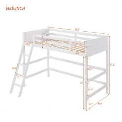White Twin Size Loft Bed with Ladder by ATHMILE 11 White Twin Size Loft Bed with Ladder by ATHMILE -ATHMILE Sales Store white athmile loft beds gz b2w20221976 4f 1000