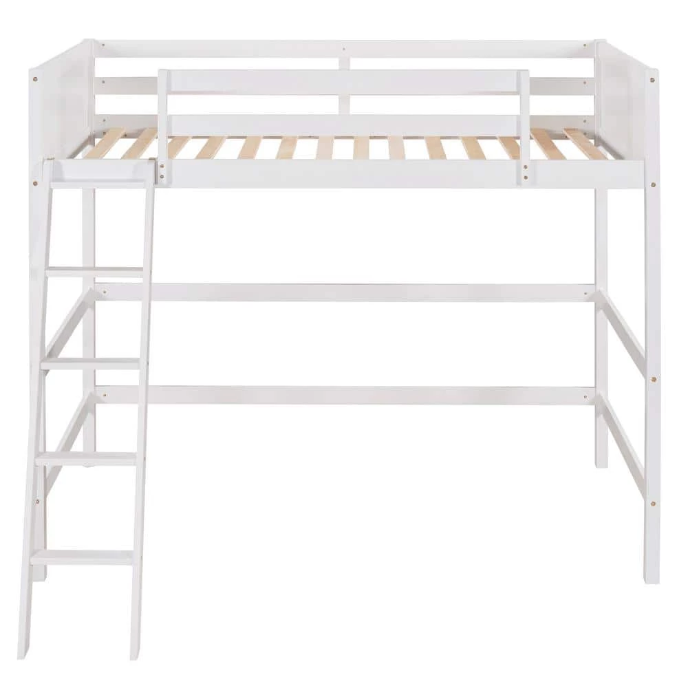 White Twin Size Loft Bed with Ladder by ATHMILE 1 White Twin Size Loft Bed with Ladder by ATHMILE