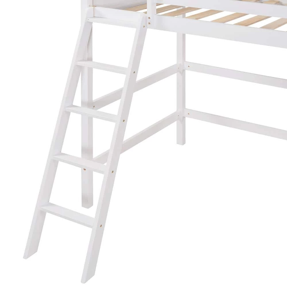 White Twin Size Loft Bed with Ladder by ATHMILE 7 White Twin Size Loft Bed with Ladder by ATHMILE - Image 7