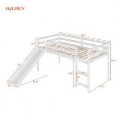 White Twin Loft Bed with Slide, Multifunctional Design by ATHMILE -ATHMILE Sales Store white athmile loft beds gz b2w20222032 4f 1000