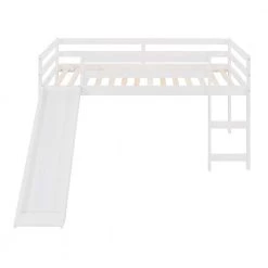 White Twin Loft Bed with Slide, Multifunctional Design by ATHMILE
