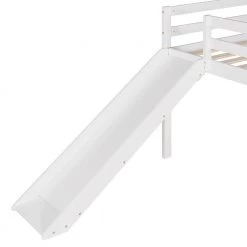 White Twin Loft Bed with Slide, Multifunctional Design by ATHMILE -ATHMILE Sales Store white athmile loft beds gz b2w20222032 fa 1000