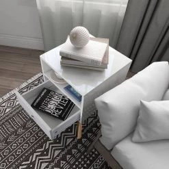 1-Drawer White Nightstand 22.4 in. H x 15.7 in. W x 15.7 in. D by ATHMILE -ATHMILE Sales Store white athmile nightstands ddw128546380 4f 1000