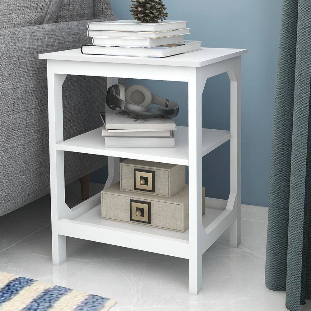 3-Shelf White Nightstand 23.6 in. H x 15.7 in. W x 17.7 in. D by ATHMILE 5 3-Shelf White Nightstand 23.6 in. H x 15.7 in. W x 17.7 in. D by ATHMILE - Image 5
