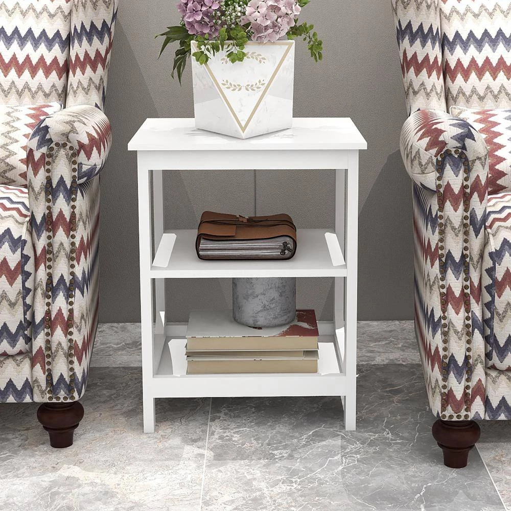 3-Shelf White Nightstand 23.6 in. H x 15.7 in. W x 17.7 in. D by ATHMILE 8 3-Shelf White Nightstand 23.6 in. H x 15.7 in. W x 17.7 in. D by ATHMILE - Image 8