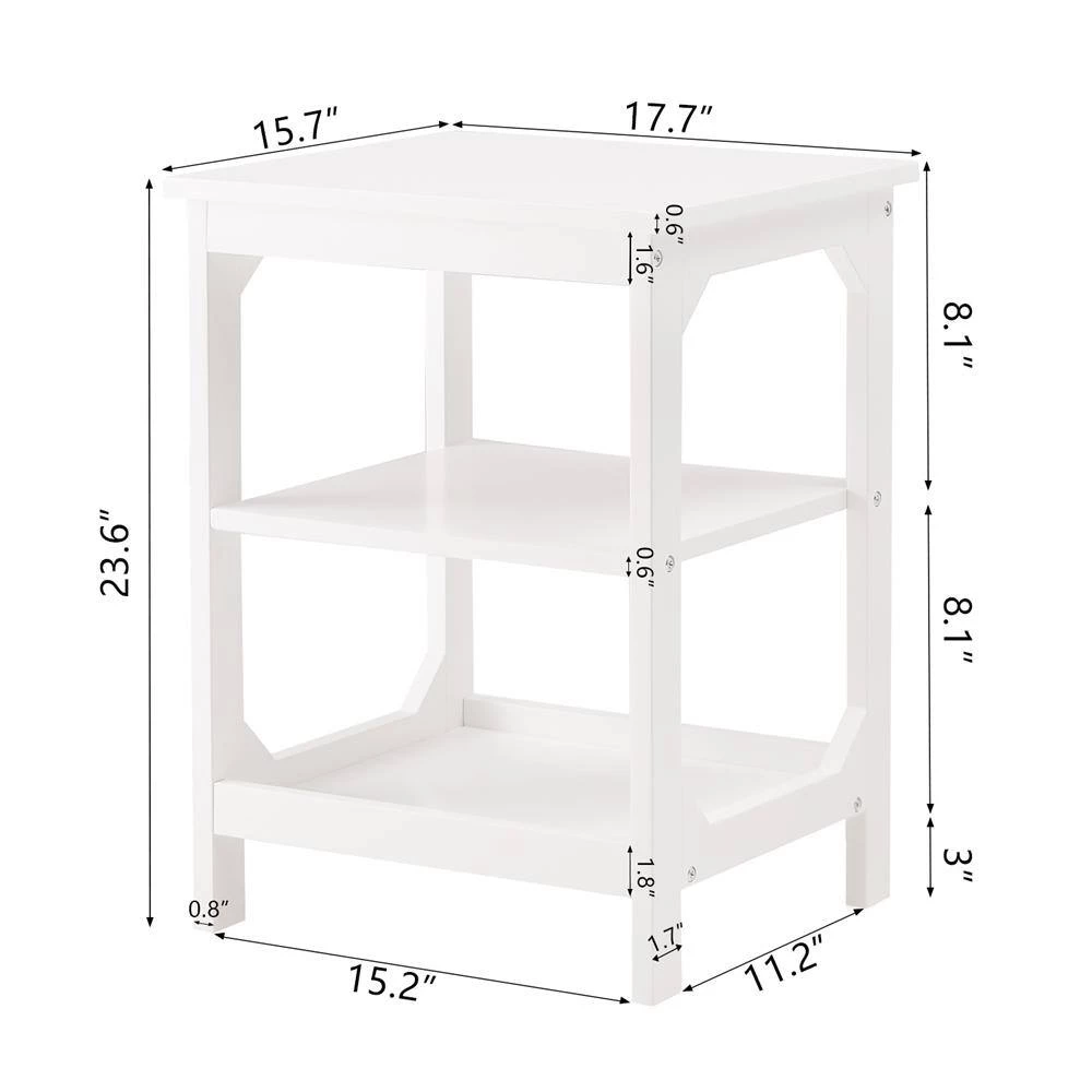 3-Shelf White Nightstand 23.6 in. H x 15.7 in. W x 17.7 in. D by ATHMILE 6 3-Shelf White Nightstand 23.6 in. H x 15.7 in. W x 17.7 in. D by ATHMILE - Image 6