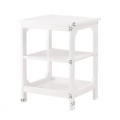 3-Shelf White Nightstand 23.6 in. H x 15.7 in. W x 17.7 in. D by ATHMILE