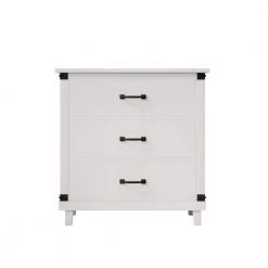 3-Drawer White Nightstand(27.95 in. H x 27.4 in. W x 15.9 in. D) by ATHMILE