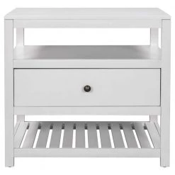 1-Drawer White Nightstand（25.2 in. H x 26 in. W x 15 in. D） by ATHMILE