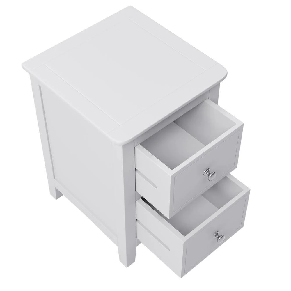 2-Drawers Solid Wood White Nightstand (12.2 in. L x 14.1 in. W x 22.24 in. H) by ATHMILE 4 2-Drawers Solid Wood White Nightstand (12.2 in. L x 14.1 in. W x 22.24 in. H) by ATHMILE - Image 4