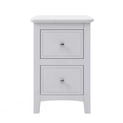 2-Drawers Solid Wood White Nightstand (12.2 in. L x 14.1 in. W x 22.24 in. H) by ATHMILE