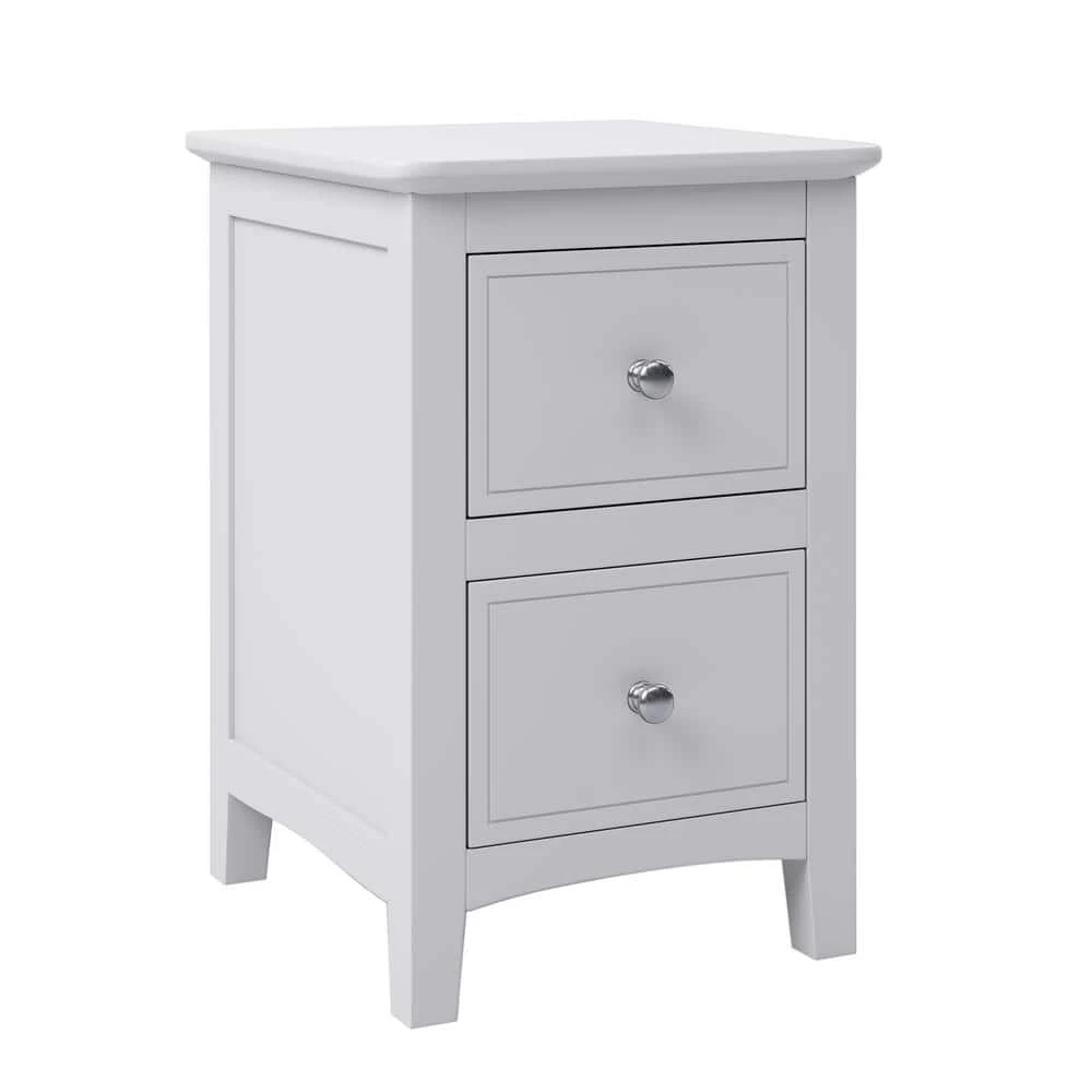2-Drawers Solid Wood White Nightstand (12.2 in. L x 14.1 in. W x 22.24 in. H) by ATHMILE 2 2-Drawers Solid Wood White Nightstand (12.2 in. L x 14.1 in. W x 22.24 in. H) by ATHMILE - Image 2