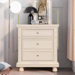 3-Drawers White Nightstand 27.56 in. L x 15.7 in. W x 29.9 in. H by ATHMILE 19 3-Drawers White Nightstand 27.56 in. L x 15.7 in. W x 29.9 in. H by ATHMILE -ATHMILE Sales Store white athmile nightstands gz b2w20221610 31 1000