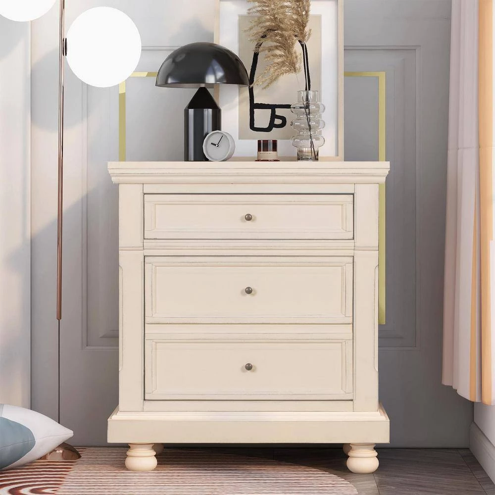 3-Drawers White Nightstand 27.56 in. L x 15.7 in. W x 29.9 in. H by ATHMILE 10 3-Drawers White Nightstand 27.56 in. L x 15.7 in. W x 29.9 in. H by ATHMILE - Image 10