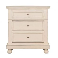 3-Drawers White Nightstand 27.56 in. L x 15.7 in. W x 29.9 in. H by ATHMILE