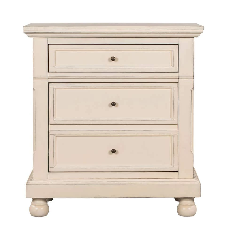 3-Drawers White Nightstand 27.56 in. L x 15.7 in. W x 29.9 in. H by ATHMILE 1 3-Drawers White Nightstand 27.56 in. L x 15.7 in. W x 29.9 in. H by ATHMILE