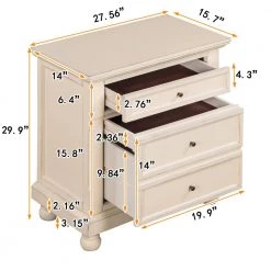 3-Drawers White Nightstand 27.56 in. L x 15.7 in. W x 29.9 in. H by ATHMILE 13 3-Drawers White Nightstand 27.56 in. L x 15.7 in. W x 29.9 in. H by ATHMILE -ATHMILE Sales Store white athmile nightstands gz b2w20221610 c3 1000