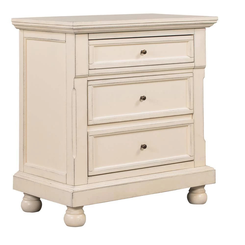 3-Drawers White Nightstand 27.56 in. L x 15.7 in. W x 29.9 in. H by ATHMILE 2 3-Drawers White Nightstand 27.56 in. L x 15.7 in. W x 29.9 in. H by ATHMILE - Image 2