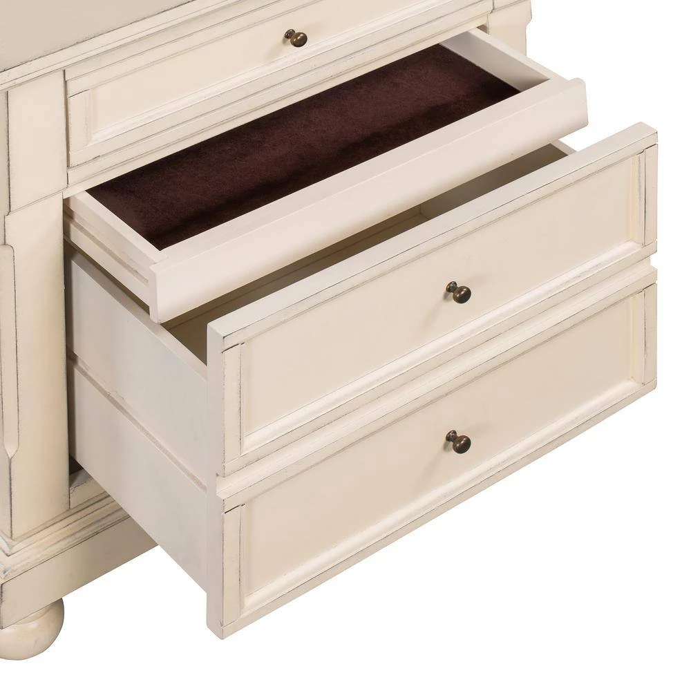 3-Drawers White Nightstand 27.56 in. L x 15.7 in. W x 29.9 in. H by ATHMILE 8 3-Drawers White Nightstand 27.56 in. L x 15.7 in. W x 29.9 in. H by ATHMILE - Image 8